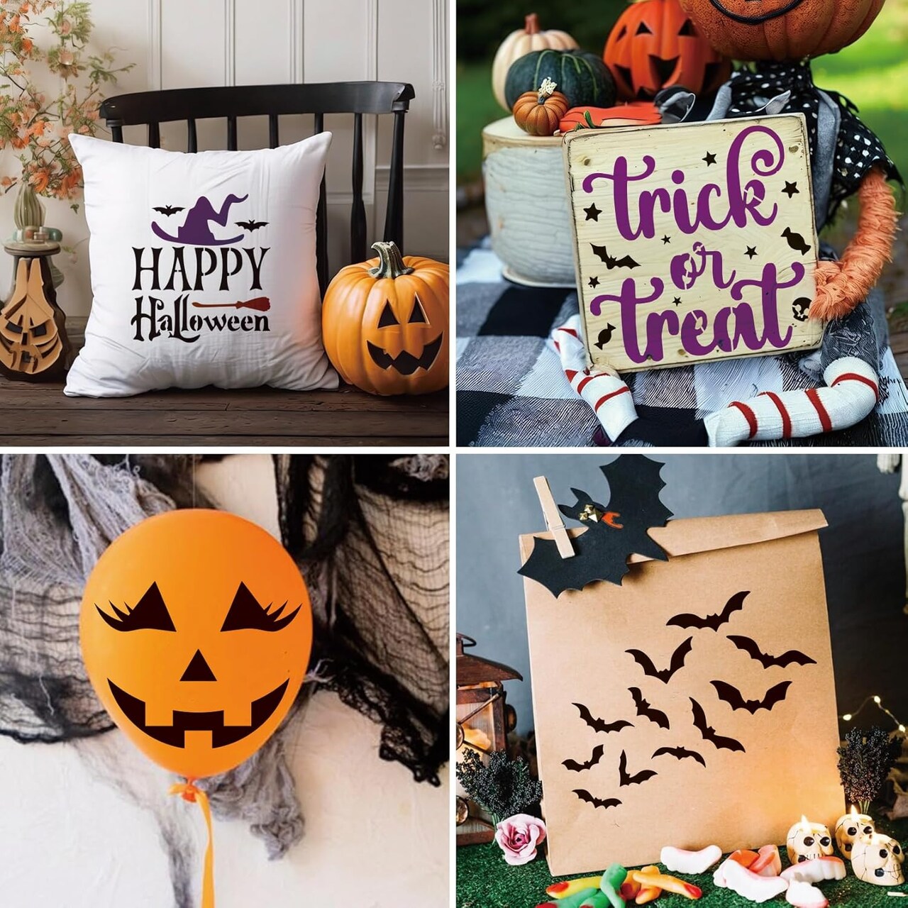 Halloween Stencils for Painting on Wood Crafts(16 Halloween Face)